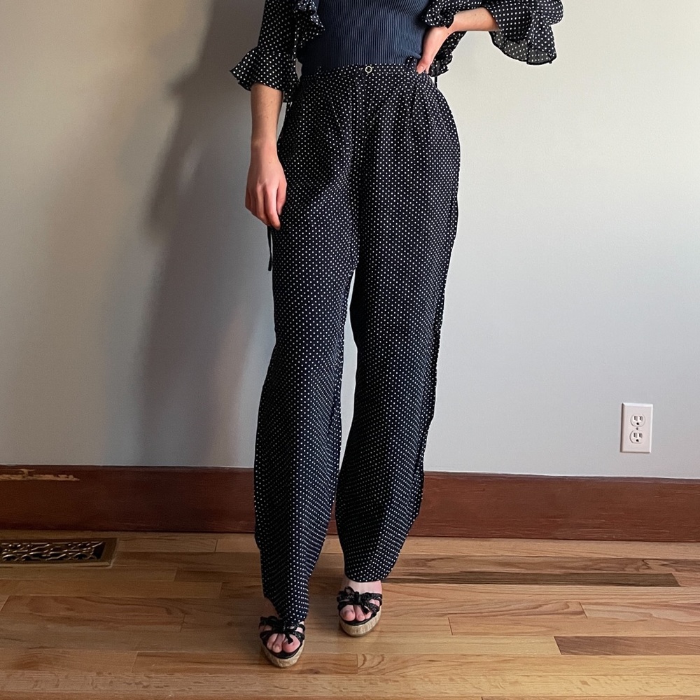 Navy & White Polka Dot Pants